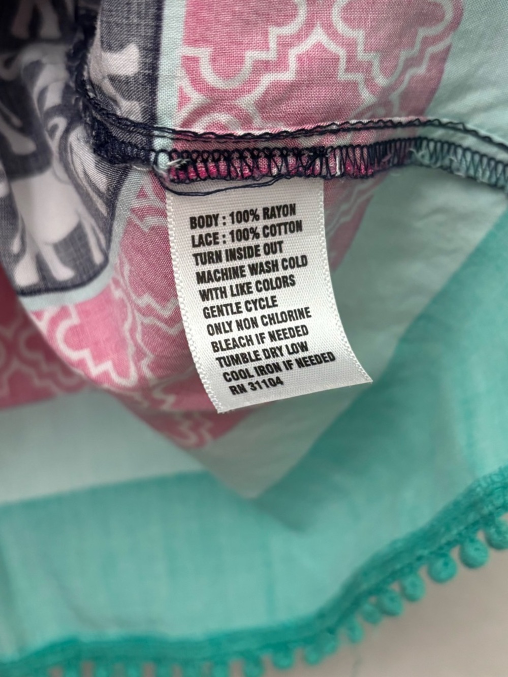 crown & ivy Pink and Navy Geometric Print Tunic - Picture 7 of 9